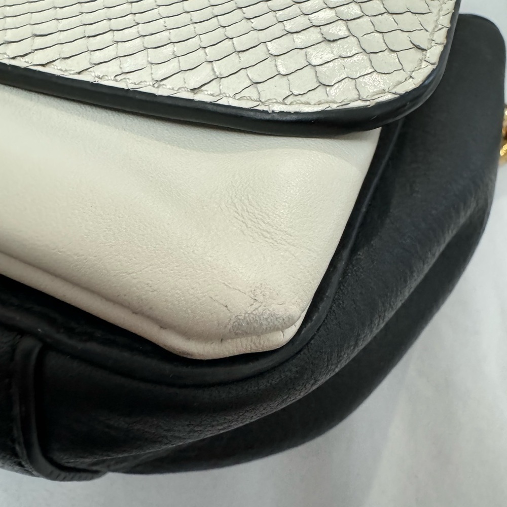 Louise et Cie Alis Genuine Leather SnakePrint White Black Purple Crossbody Purse - Picture 16 of 16